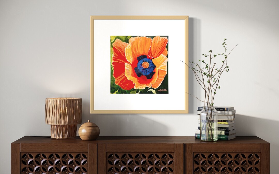 Oriental Poppy Art Print of a Georgia O'keeffe Style Painting 8x8 ...