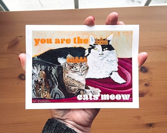 Funny Card for cat lover, cat mom greeting card blank inside, garden love note cards for all occasion, birthday card, cat dad