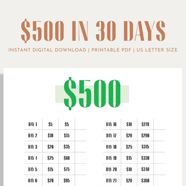 20K Savings Challenge, Savings Tracker, Money Challenge, 26 Weeks, 6 ...