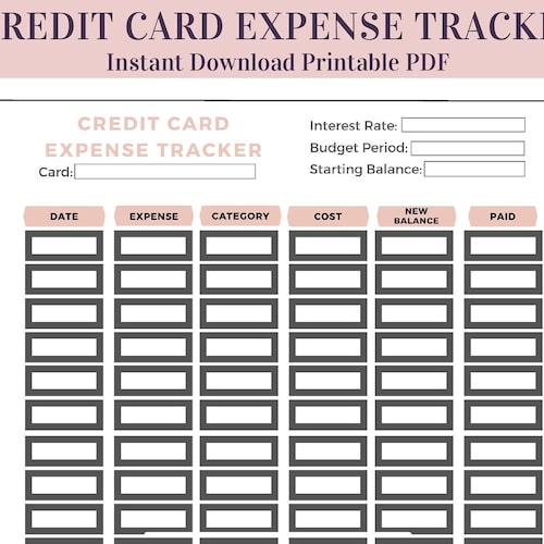Credit Card Expense & Payment Tracker Etsy