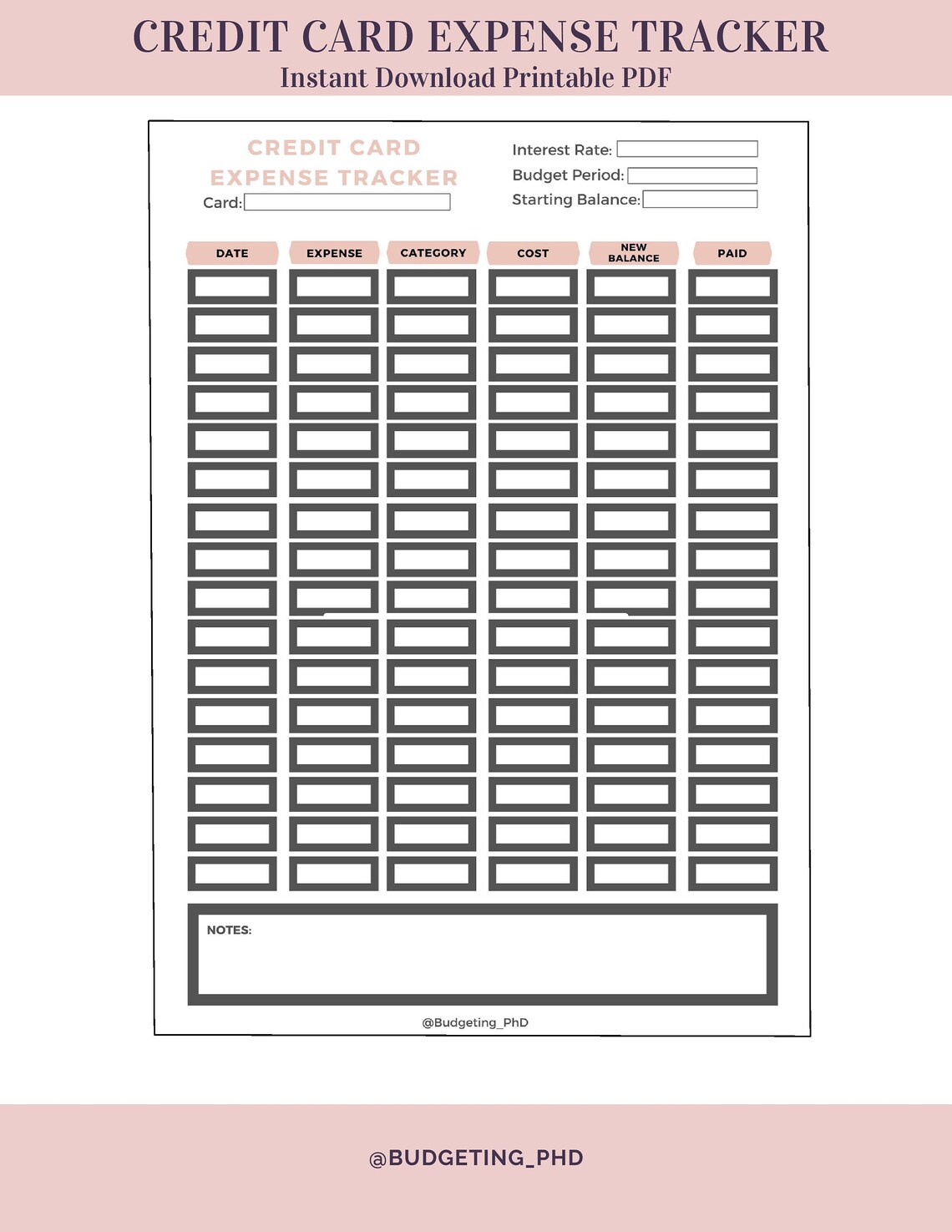 Credit Card Expense & Payment Tracker - Etsy