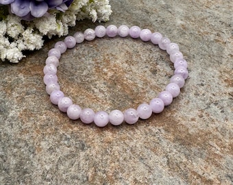 6mm Lavender Amethyst Crystal Bead Stretch Bracelet (7.5")