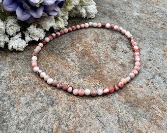 3mm Cinnabrite Crystal Stretch Bracelet - Dazzling Faceted Red and White Bead Jewelry