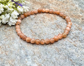 5mm Sunstone Crystal Bead Bracelet - Radiant, Super Sparkly, Sizable, Unisex Stretch Bracelet 7.5 Inch