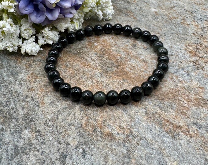 6mm Rainbow Obsidian Stretch Bracelet 7.5"