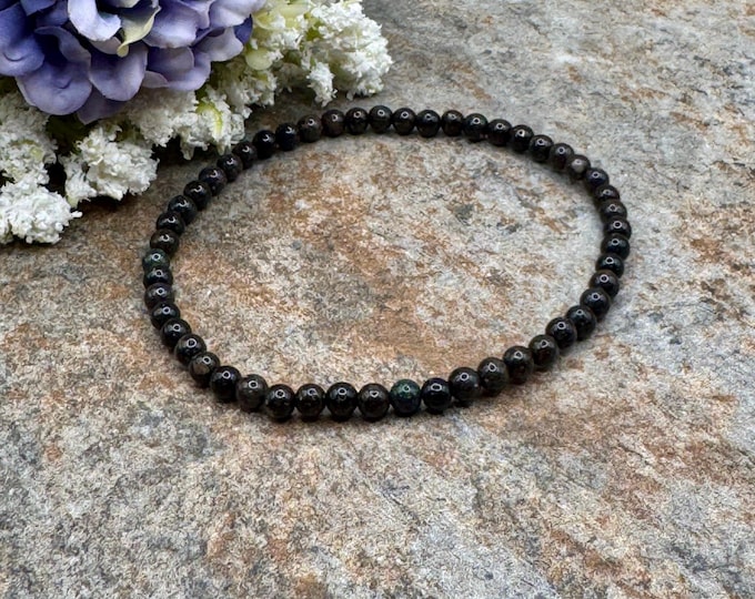 4mm Andamooka Opal Crystal Bead Stretch Bracelet, 7.5", Brown Matrix Gemstones