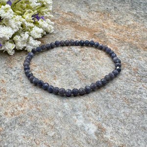 4mm Sapphire Crystal Bead Bracelet, Sizable Stretch Bracelet for Men and Women 7.5”, Blue Gemstone Bracelet