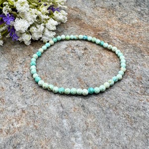 4mm Peruvian Turquoise Faceted Crystal Bead Stretch Bracelet 7.5&quot;, Sizable, Stylish, Unisex Jewelry