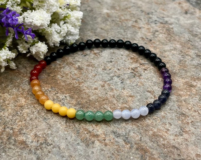 4mm Pride Crystal Bead Bracelet - Handmade LGBTQ Ally Jewelry