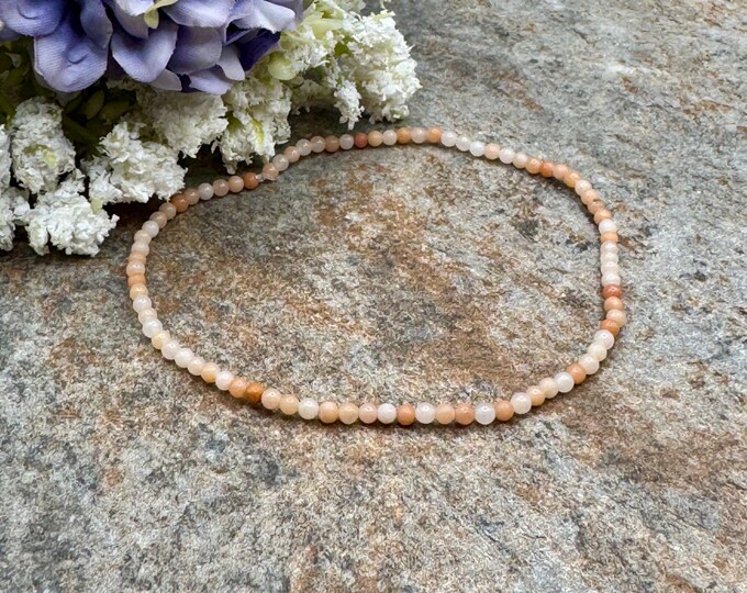 2mm Pink Aventurine Crystal Bead Stretch Bracelet, 7.5",  Unique Handmade Jewelry