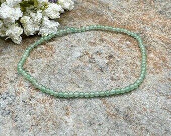 2mm Green Aventurine Crystal Bead Stretch Bracelet, 7.5”, Dainty Gemstone Jewelry