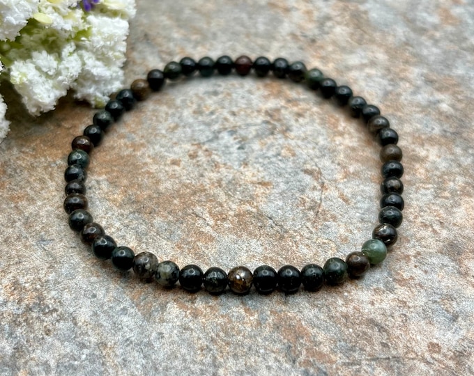 4mm Astrophyllite Crystal Stretch Bracelet – Elegant Jewelry, 7.5"