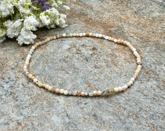 2mm Pink Opal Crystal Bead Stretch Bracelet, 7.5", Sizable Gemstone Jewelry