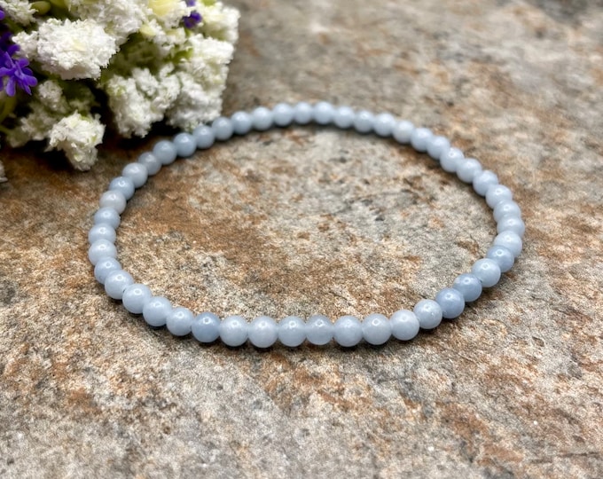4mm Angelite Crystal Bead Stretch Bracelet