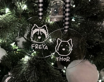 CUSTOM Acrylic Ornament for Pets // Handmade Ornament // Custom Illustration
