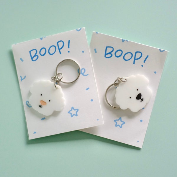 White Bichon Acrylic Keychain // Pet Keychain / Dog Lover/Mom Gift / Fluffy White Dog