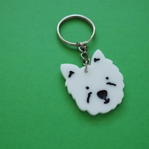 Westie Acrylic Keychain // West Highland White Terrier / Pet Keychain / Dog Lover/Mom Gift / Fluffy White Dog