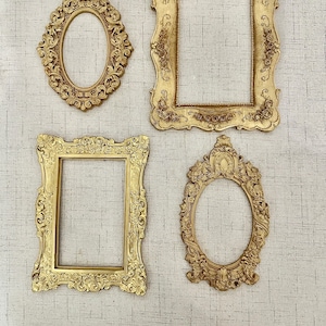 READ DESCRIPTION 4 larger handmade frame set wedding gold home decor craft gifts styling flat lays props photography ornate. Frames only