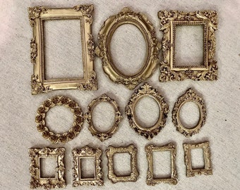 Read description frames only.Smaller frames 12 antique style handmade resin frames.Gold  gifts flat lay photography props frames crafting