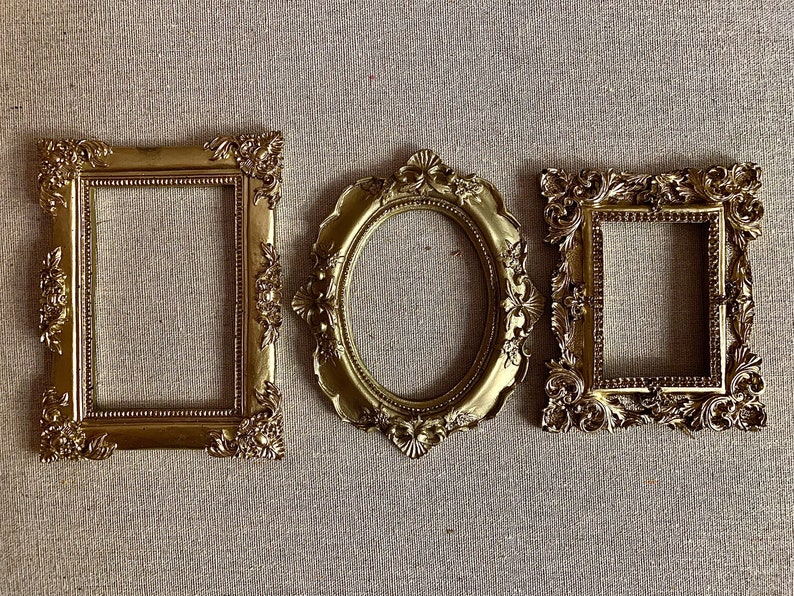 Read Description. Smaller Frames. Frames Only. Set of 3 Gold Ornate ...