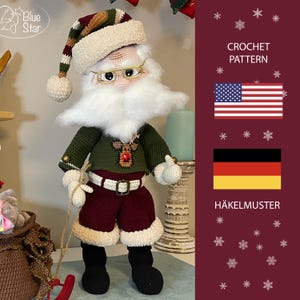 Papá Noel con campana • Patrón PDF de amigurumi - Versiones en inglés y alemán