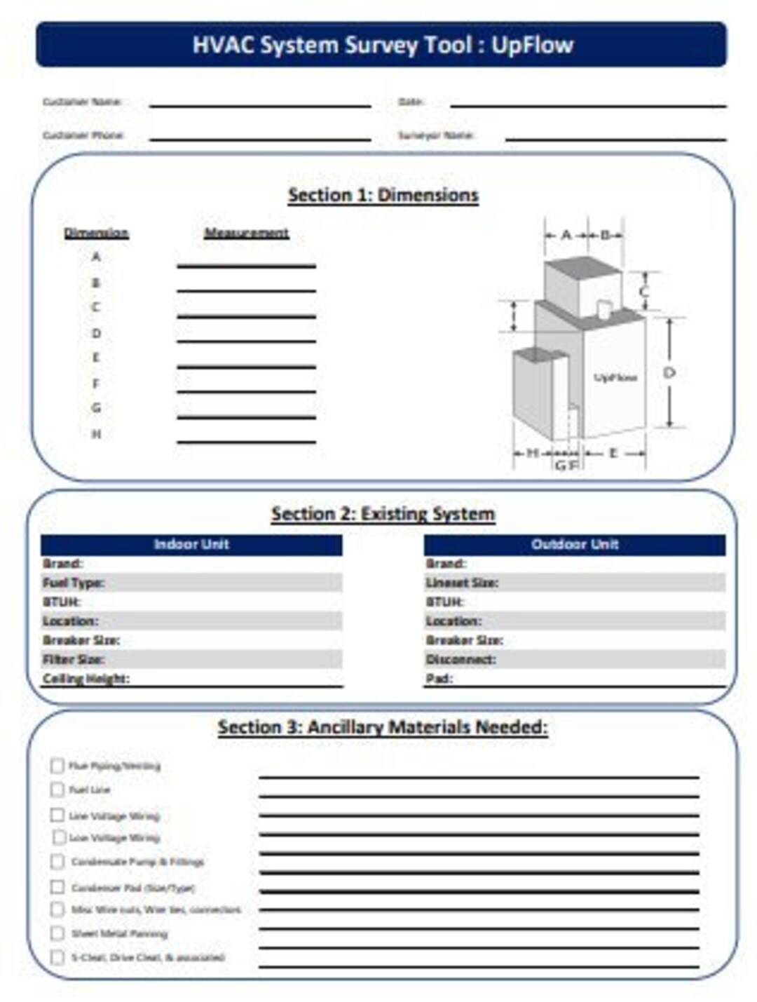 HVAC System Survey Form Etsy