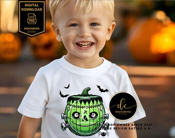 Frankenstein-pompoen, png PNGEgg | Halloween-sublimatieontwerp | Griezelige herfstpompoen clipart | Digitale download voor T-shirts, Halloween-traktatiezakje