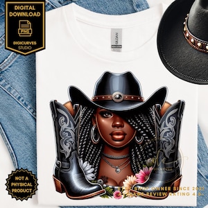 Black Cowgirl PNG | Sublimation | Black Country Girl | African American Western PNG | Cowgirl Afro | Melanin Cowgirl | Western Black Woman
