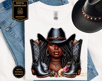 Black Cowgirl PNG | Sublimation | Black Country Girl | African American Western PNG | Cowgirl Afro | Melanin Cowgirl | Western Black Woman