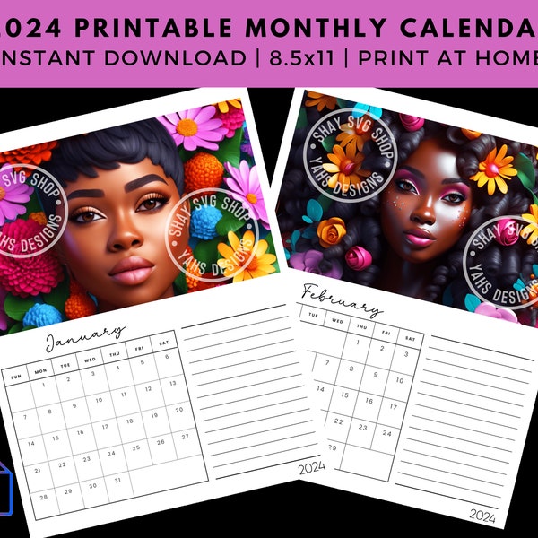 Black African American Calendars 2024 Etsy