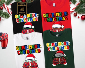 Gamer Christmas PNG: Game Mode Christmas | Sublimation | Gamer Christmas Shirt Design | Christmas Game Controller
