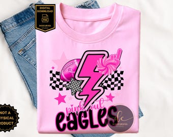 Pink Out Eagles PNG: Breast Cancer Awareness Football Cheer Digital Download | Pink Spirit Shirt Design for Sublimation & Print