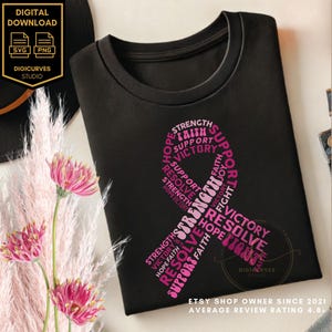 Cancer Awareness Ribbon SVG | Cancer Awareness Word Cloud PNG | Breast Cancer Awareness | Sublimation | Cancer Survivor | Support Cancer