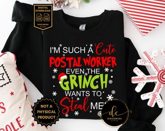 Cute Postal Worker Grinch Christmas SVG PNG | Funny Mail Carrier Design (Digital Download)