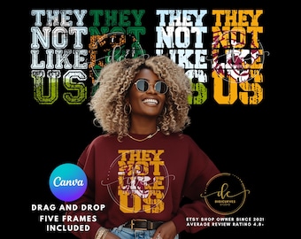 May include: A maroon sweatshirt with a distressed graphic design that reads "They Not Like Us" in yellow and orange letters. The graphic is surrounded by a green, white, and red design.