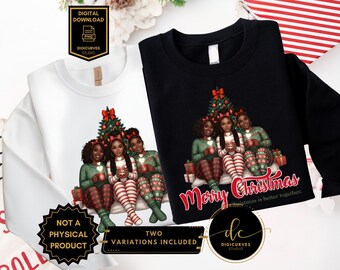 Christmas Black Women PNG | Merry Christmas Clipart | Christmas Sublimation | Holiday Clipart | Melanin Christmas | Digital Download