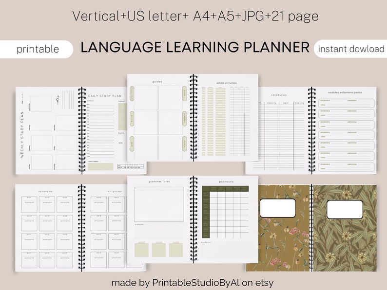 Printable Language Learning Planner language Study Journal Etsy
