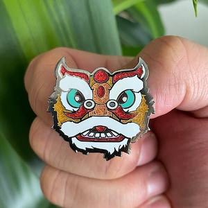 Aazon.co: ROFARSO Chinese Style Lion Dance Enael Lapel Pin Set The