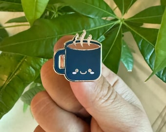 Cute Coffee Cup Blue Enamel Pin