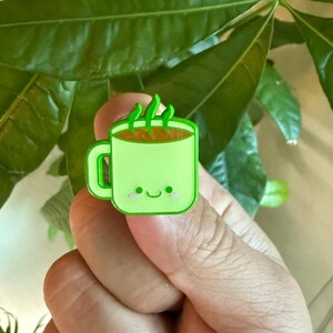 Cute Coffee Cup Green Hard Enamel Pin