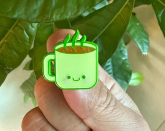 Cute Green Coffee Cup Hard Enamel Pin