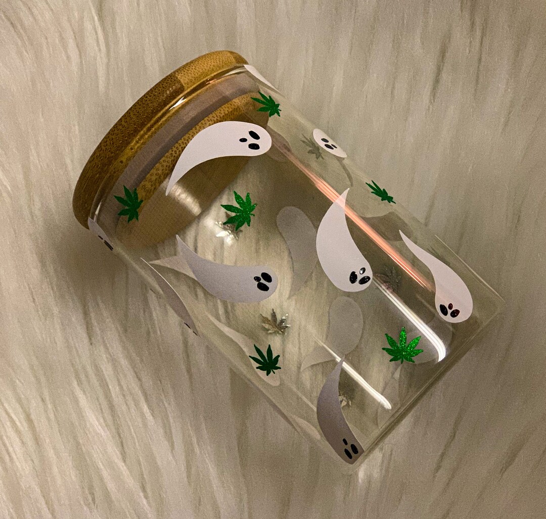 Ghost Stash Jar Spooky Stoner Airtight Glass Canister Ghost Collection