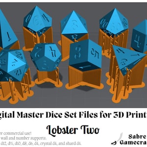 Digital Ready to Print Master Dice STL Files: Lobster Two