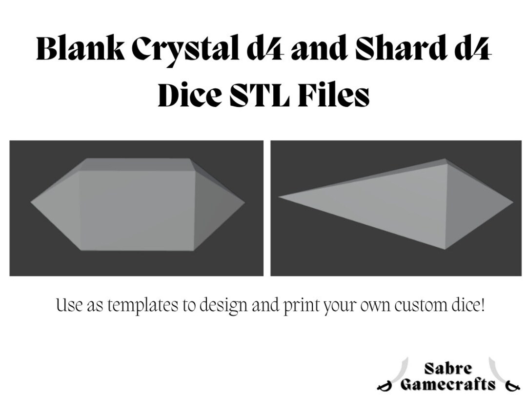 Blank Crystal D4 and Shard D4 Dice STL Files Etsy