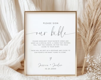 Minimalist Bible Guestbook Sign Template, Wedding Guestbook (Digital Download)