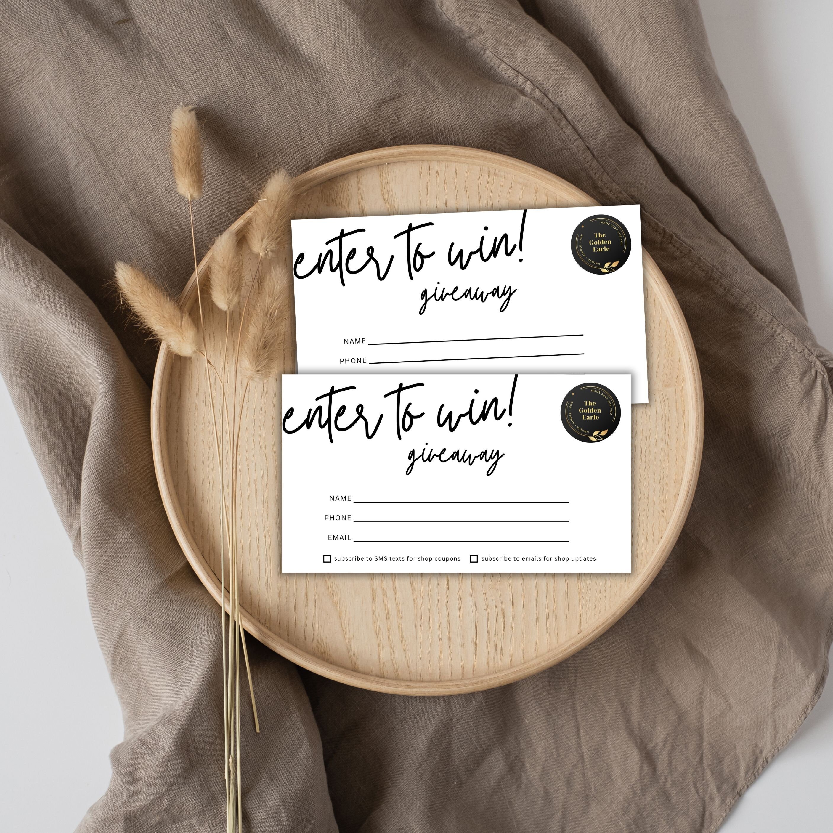 Printable Raffle Ticket Template, Giveaway Enter To Win Raffle Form, Digital Business Template, Raffle Card, Modern Minimalist Raffle Card