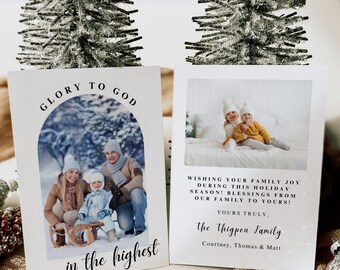 Family Photo Christmas Card Template, Printable Holiday Card (Digital Download)