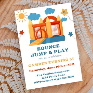 Editable Bounce House Invitation Template, Jump Run Play Birthday Invitation, Inflatable Birthday Invite, Boy Birthday Party, Digital Print