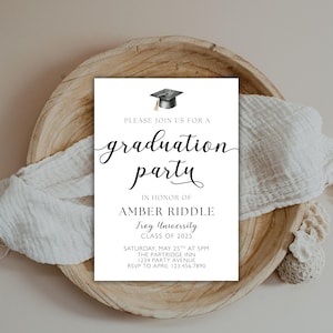 Graduation Party Invitation, High School Graduate Invitation Template, College Graduate, Grad Cap Invite, Graduation Party, Digital Download