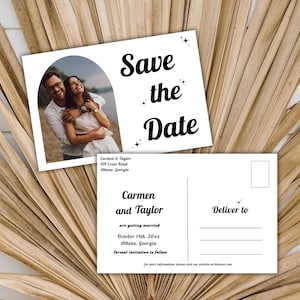 Vintage Save the Date Post Card, Retro 70s Save the Date Wedding, Groovy Save the Date Post Card Invitation, DIY, Canva Template